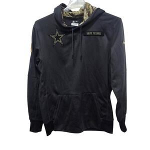 NFL Onfield Apparel, Dark Gray Pullover Hoodie Cowboy-Logo & Sleeve-Flag Men L